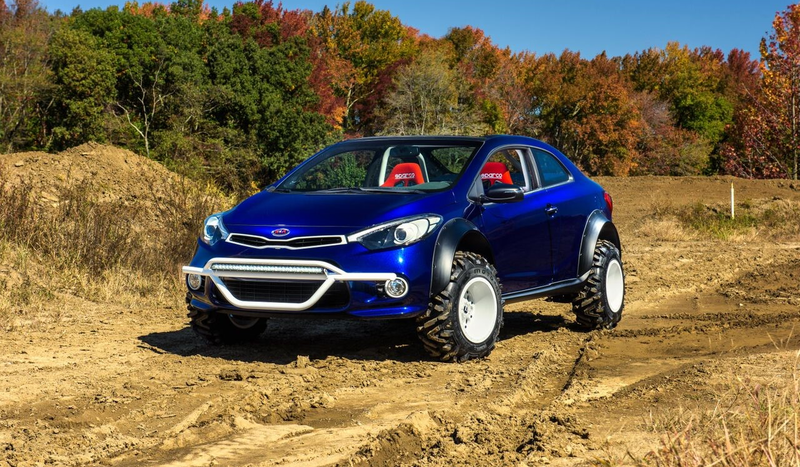 Illustration for article titled The Kia Forte Koup Mud Bogger Concept Is Badass Even If It's Two-Wheel Drive
